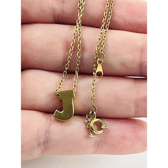 Vintage Trifari Initial J Necklace Gold Tone Letter Pendant Chain 16" Jewelry Na - Picture 11 of 16